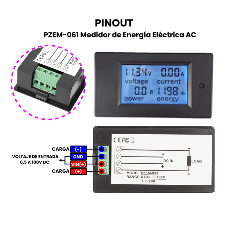 Pzem Volt Metro Digital Lcd V A Unit Electronics