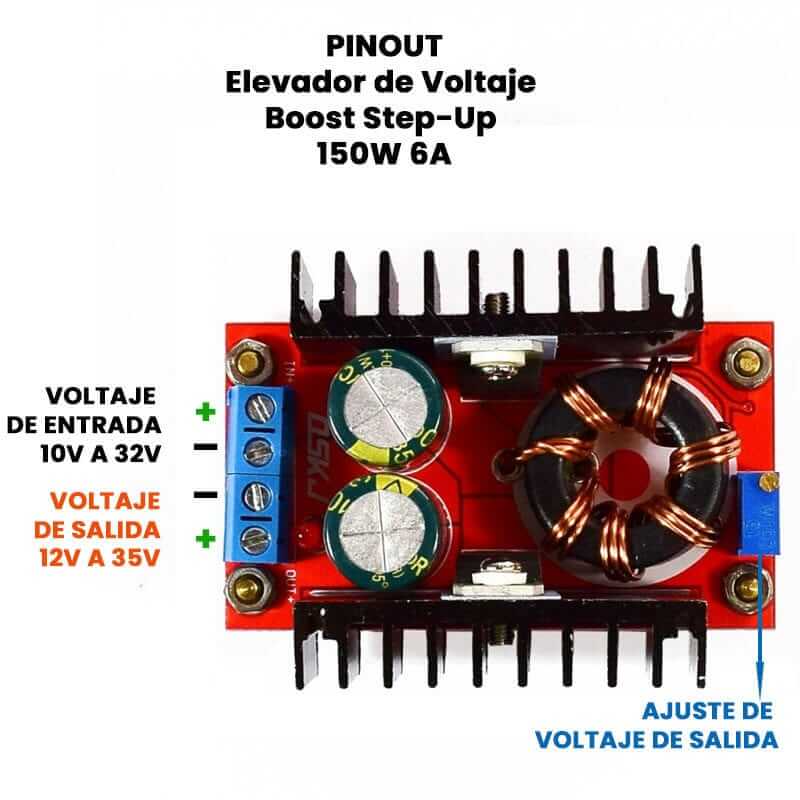 Elevador de Voltaje Boost Step Up 150W 6A