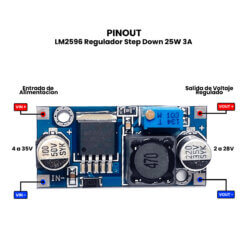 LM2596 Regulador Step Down 25W 3A pinout