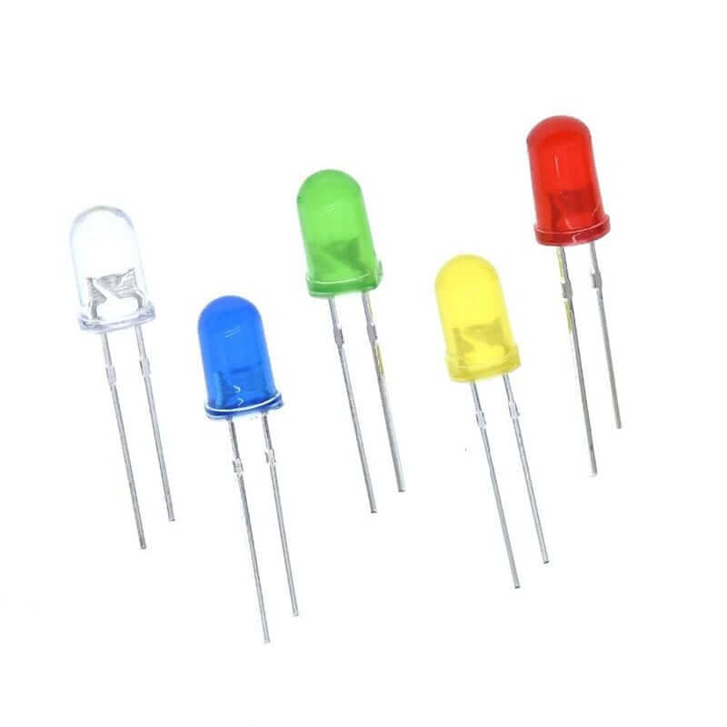 100x 5 mm blanco verde rojo/azul/amarillo LED bombilla diodo luminoso difuso;