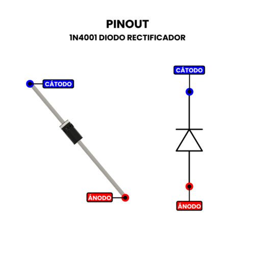 1N4001 Diodo Rectificador Pinout