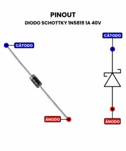 Diodo Schottky 1N5819 1A 40V Pinout