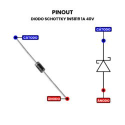 Diodo Schottky 1N5819 1A 40V Pinout