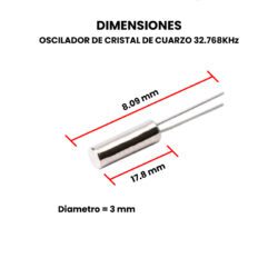 Oscilador de Cristal Cuarzo 32.768Khz Dimensiones
