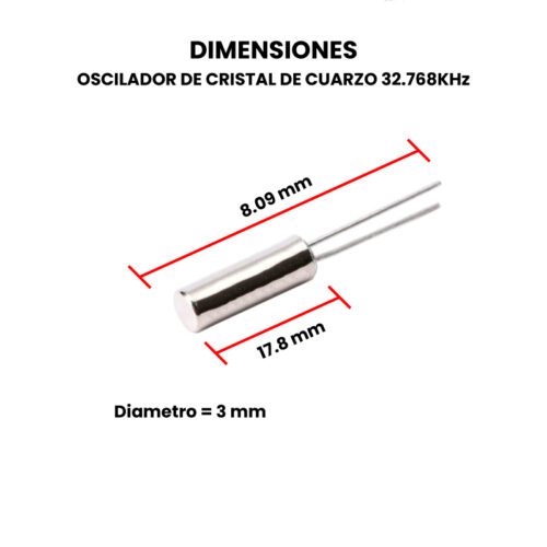 Oscilador de Cristal Cuarzo 32.768Khz Dimensiones