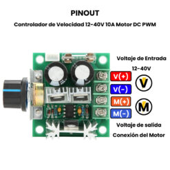 Controlador de Velocidad 12-40V 10A Motor DC PWM Pinout