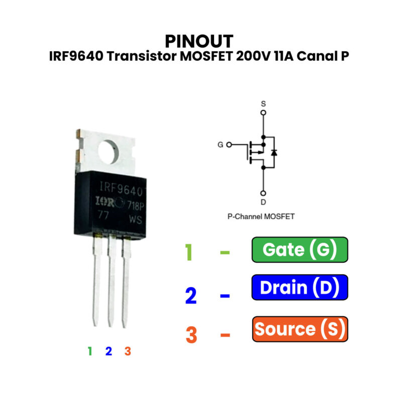 IRF9640 Transistor MOSFET 200V 11A Canal P pinout