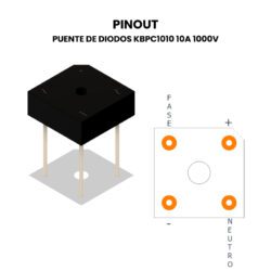 Puente de Diodos KBPC1010 10A 1000V Pinout