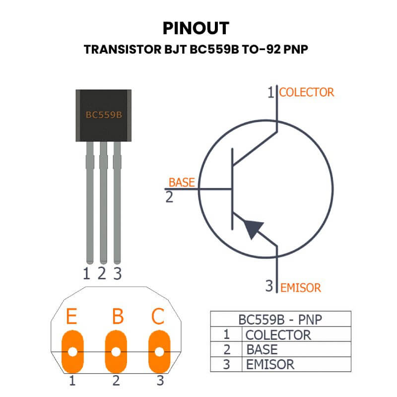 50 piezas Transistor Bipolar PNP bc558 a caja TO92  
