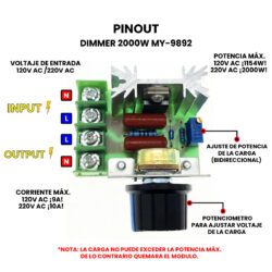 Dimmer 2000W MY-9892 Pinout