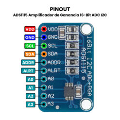 ADS1115 Amplificador de Ganancia 16-Bit Pinout