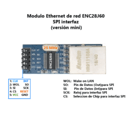 Modulo Ethernet de red ENC28J60 SPI interfaz (versión mini)