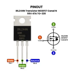 Alternative view of IRLZ44N Transistor MOSFET Canal N 55V 47A TO-220