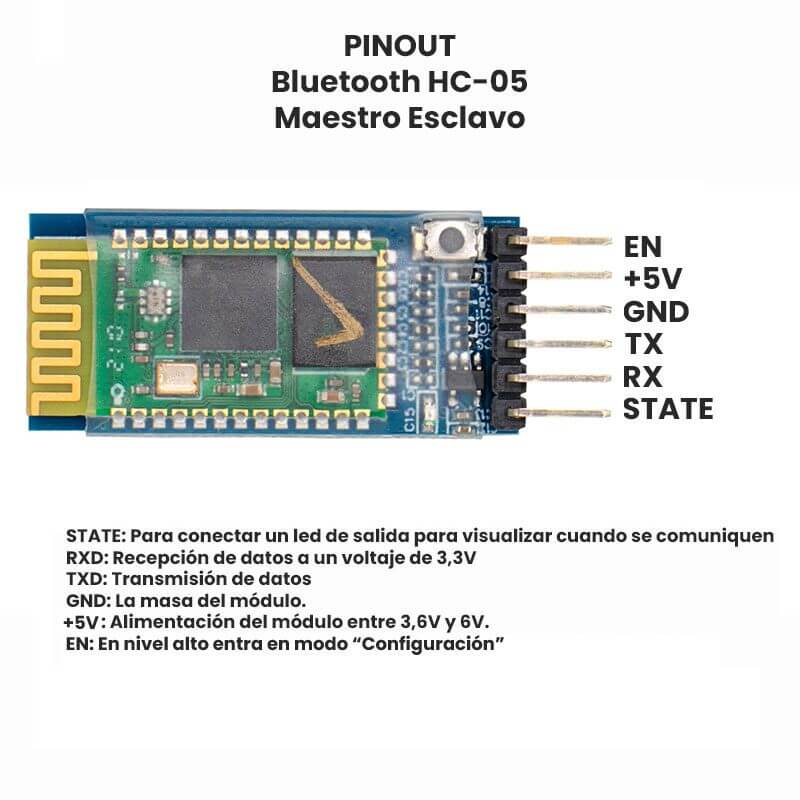 para Arduino. 6 PIN Arduino Módulo inalámbrico Bluetooth HC-05 con base de conexión 