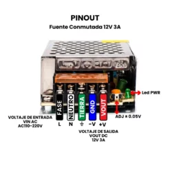 Fuente Conmutada 12V 3A Pinout