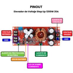 Elevador de Voltaje Step Up 1200W 20A