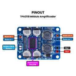 TPA3118 Módulo Amplificador 60W Mono Clase D pinout V2