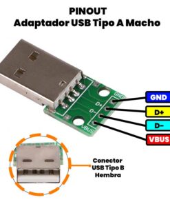 Adaptador USB Tipo A Macho Pinout