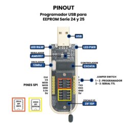 Programador de BIOS EEPROM Serie 24/25 CH341A USB Pinout