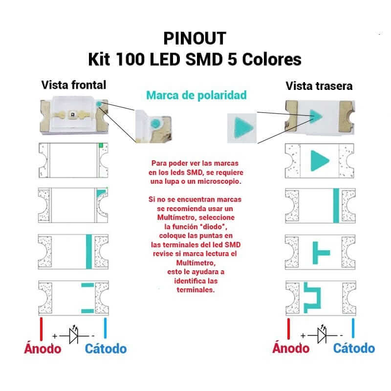 Kit 100 LED SMD PINOUT