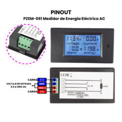 PZEM-031 Voltímetro Digital LCD 100V 20A Pinout