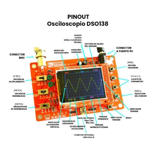 Osciloscopio DSO138 con Carcasa y Display TFT