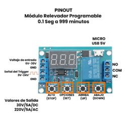 Modulo Relevador Programable 0.1 Seg a 999 Min Pinout
