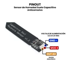 AR1188 - Sensor de Humedad Suelo Capacitivo Anticorrosivo PINOUT
