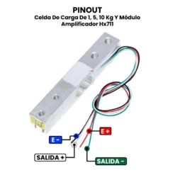 AR0832 - Celda De Carga De 1, 5, 10 Kg Y Modulo Amplificador Hx711 PINOUT