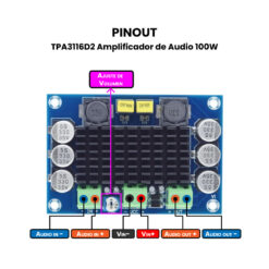 Amplificador de Audio TPA3116D2 100W pinout V2