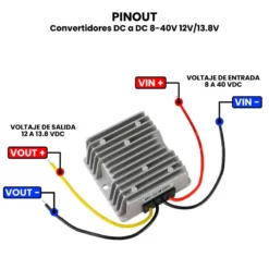 AR1798 - Convertidor DC DC 8-40V a 12V 10A Step Down Step Up PINOUT