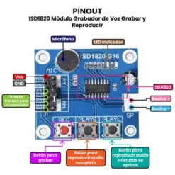 AR1870 - ISD1820 Módulo Grabador de Voz Grabar y Reproducir PINOUT