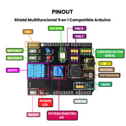 Shield Multifuncional 9 en 1 Compatible Arduino - Pinout2