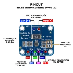AR1938 - INA219 Sensor Corriente 3V-5V I2C PINOUT