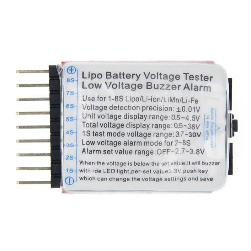 Indicador de 2-6S 1-8S Lipo Li-Ion Batería Voltaje Probador Voltaje Zumbador Monitor de Estados Unidos 