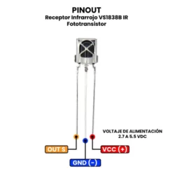 AR2647 - Receptor Infrarrojo VS1838B IR Fototransistor PINOUT