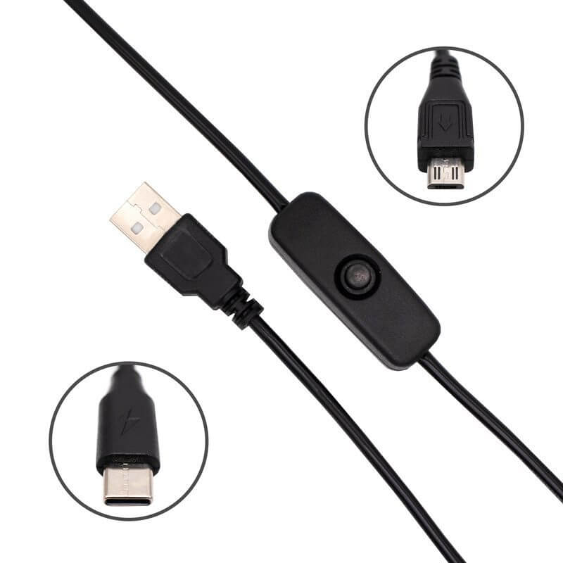 Cable Micro USB / Tipo C con Interruptor ON / OFF - UNIT Electronics