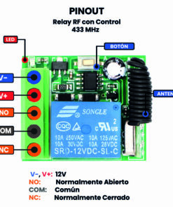KTNNKG KG1201-A Relay RF 433 MHz con Control
