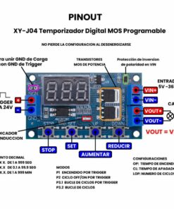 XY-J04 Temporizador Digital MOS Programable 5 a 30V Pinout