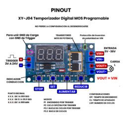 XY-J04 Temporizador Digital MOS Programable 5 a 30V Pinout