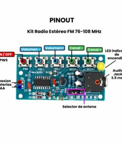 Kit Radio Estéreo FM 76-108MHz Receptor Inalámbrico PINOUT