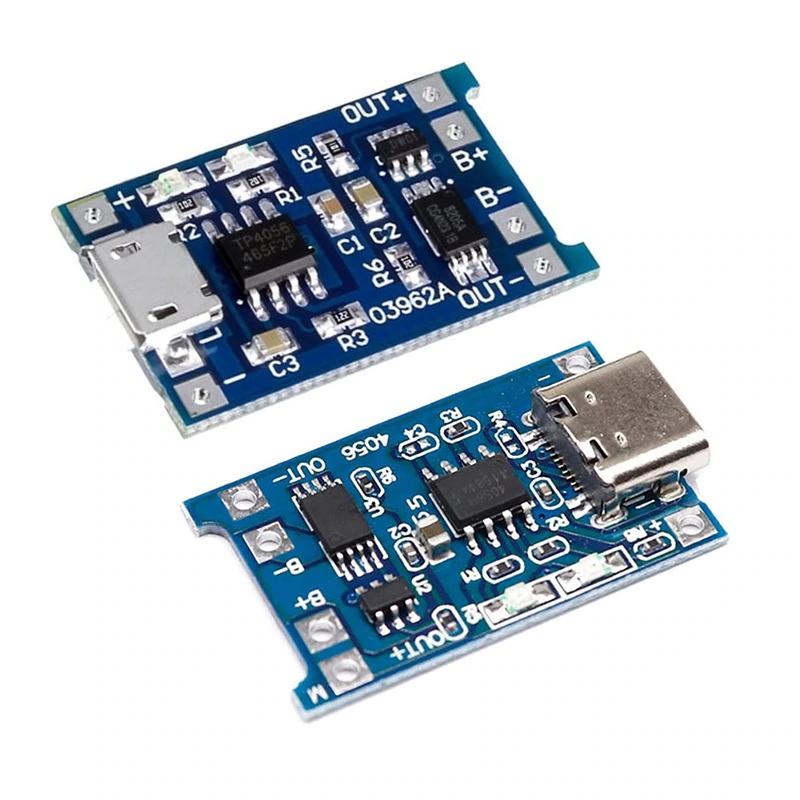 TP4056 con Proteccion Dual MicroUSB / Tipo C Cargador de Baterias Li-Ion Li-Po