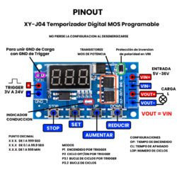 XY-J04 Temporizador Digital MOS Programable PINOUT