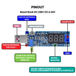 Boost Buck DC USB 1.2V a 24V - Pinout