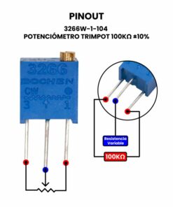 3266W-1-104 Potenciómetro 100kΩ ±10% Pinout