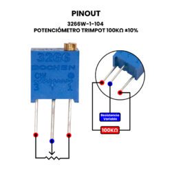 3266W-1-104 Potenciómetro 100kΩ ±10% Pinout