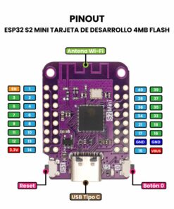 ESP32 S2 Mini Tarjeta de Desarrollo 4MB Flash Pinout