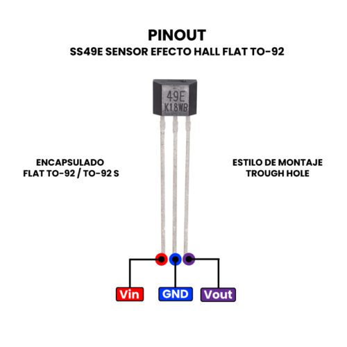 SS49E Sensor Efecto Hall Flat TO-92 Pinout