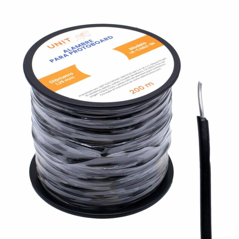 Alambre para Protoboard 24AWG Negro 200m
