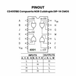 CD4001BE Compuerta NOR Cuadruple DIP-14 CMOS